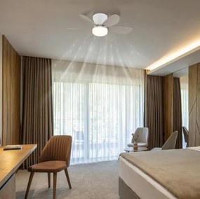Lustra LED cu Ventilator si telecomanda DELORES alb/ nisip mat