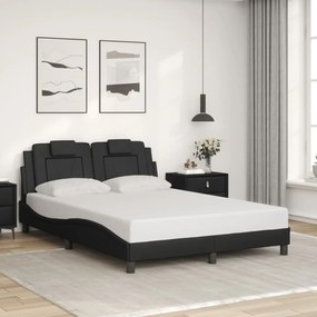 3208089 vidaXL Cadru de pat cu tăblie, negru, 140x190 cm, piele ecologică