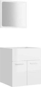 vidaXL Set mobilier de baie, 2 piese, alb extralucios, lemn prelucrat