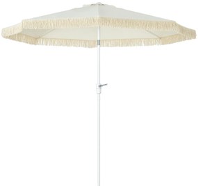 Outsunny Umbrelă de Grădină Înclinabilă cu Franjuri, Manivelă şi Tijă în 2 Secţiuni, Ø2.65x2.45 m, Alb | Aosom Romania