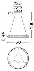 Lustra LED design circular, Otel, Argintiu, Cristal K9, ETEKEN NVL-9501214