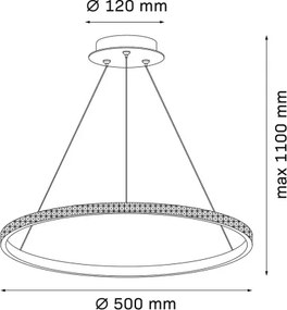 Lustră LED suspendată pe cablu DIANA LED/25W/230V 4000K Ø 50 cm auriu