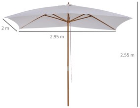 Outsunny Umbrelă de Grădină 2x3m Parasolar Impermeabil din Lemn Lacuit cu Copertină Detașabilă Alb | Aosom Romania