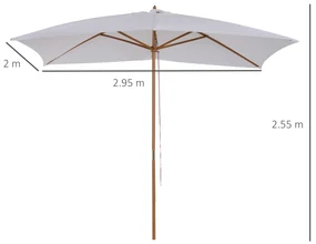 Outsunny Umbrelă de Grădină 2x3m Parasolar Impermeabil din Lemn Lacuit cu Copertină Detașabilă Alb | Aosom Romania