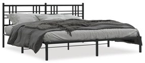 376329 vidaXL Cadru de pat metalic cu tăblie, negru, 183x213 cm