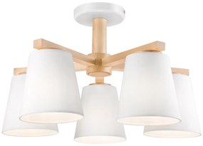 Lustr ELLIE 5xE27/60W/230V alb/buc montat pe tavan