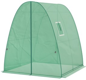 Outsunny Sera cu Arc, Saci de nisip și Acoperiș din Plastic, 2 Uși Glisante, Ferestre din Plasă, portabil, 1,8 x 1,8 x 2 m, Verde | Aosom Romania