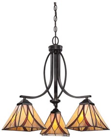Elstead QZ-ASHEVILLE3 - Candelabru Tiffany ASHEVILLE pe lanț, 3xE27/60W/230V