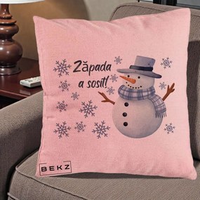 Perna Decorativa Zapada a Sosit Om de Zapada, 40x40 cm, Roz, Husa Detasabila, Perna Inclusa, BEKZ®
