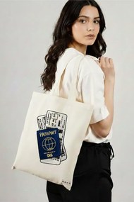Sacosa de Panza pentru Cumparaturi, Geanta Tote Travel Girl 17, 38x34.5 cm, Alba, BEKZ®