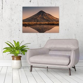 Tablou pe sticlă oglindirea muntelui Taranaki, Noua Zeelanda (70x50 cm)