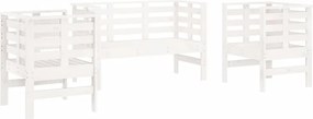 vidaXL Set mobilier de grădină, 3 piese, alb, lemn masiv de pin