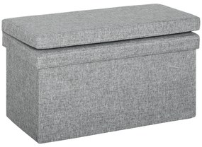 HOMCOM Bancă Pliabilă cu Spătar și Compartiment de 77L, Acoperire din Țesătură, 76x50x73 cm, Gri | Aosom Romania