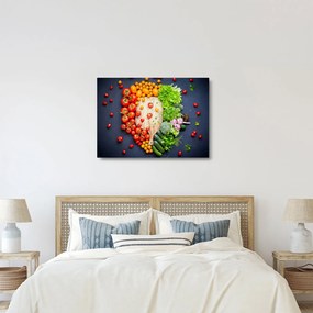 Tablou pe sticlă - Masa plină cu legume (70x50 cm)