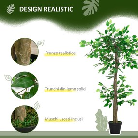 Outsunny Plantă Artificială Arbore de Ceai cu 546 de Frunze Realistice și Ghiveci de Ciment 120 cm Verde | Aosom Romania