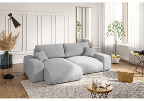 Colțar gri deschis cu tapițerie din catifea reiată (cu colț variabil) Justin – Ropez