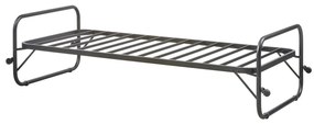 Pat negru din metal pliabil cu somieră 90x200 cm Lucy – WOOOD