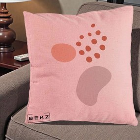 Perna Decorativa Abstract Forme Organice Pastel, 40x40 cm, Roz, Husa Detasabila, Perna Inclusa, BEKZ®