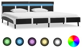 vidaXL Cadru de pat cu LED, gri, 180 x 200 cm, piele artificială