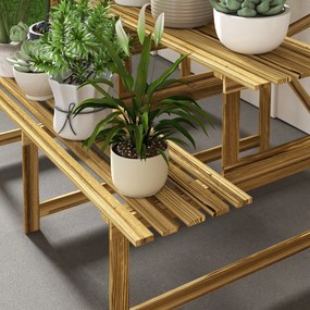 Suport de plante Outsunny cu 3 etaje, pliabil, înalt de 78 cm, stand de flori pentru interior și exterior, raft de plante din lemn, suport de flori cu tăvi, scări de flori pentru sufragerie, balcon grădină, lemn natural | Aosom Romania