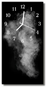 Ceas de perete din sticla vertical Fum alb-negru abstractizare