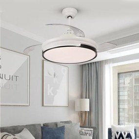 Ventilator Plafon LED cu Lumină în 3 Tonuri, Motor Cupru, Temporizare și Telecomandă, Alb+Negru