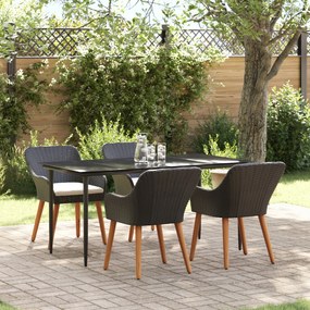 vidaXL Set de dining pentru grădină de 5 piese din ratan negru