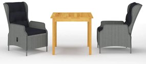 vidaXL Set mobilier pentru grădină, 3 piese, gri deschis