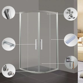 Cabină de duș curbată Spirit Clear 90x90x180 cm, fără cădiță de duș