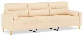 3153001 vidaXL Canapea cu 3 locuri cu perne&pernuțe crem 210 cm textil