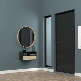 Noptieră cu posibilitate de montare pe perete BEKIM negru/bambus