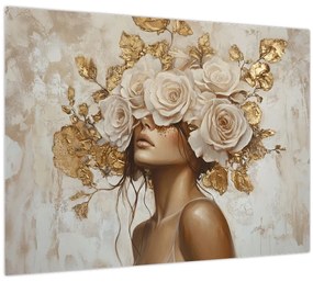 Tablou - Fată cu Trandafiri (70x50 cm)