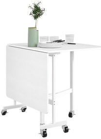 HOMCOM Masă de Dining Pliabilă pentru 4-6 Persoane cu Roți și Aripile Pliabile Masă Pliabilă pentru Bucătărie 120x80x73 cm Alb | Aosom Romania