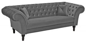 Canapea fixa eleganta Paris Chesterfield, gri argintiu