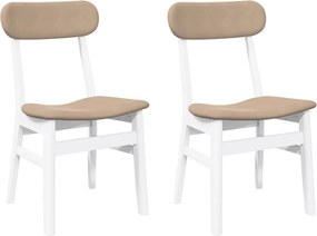 vidaXL Scaune de sufragerie cu perne 2 buc cauciuc din lemn masiv alb