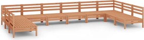 vidaXL Set relaxare de grădină, 10 piese, maro miere, lemn masiv pin