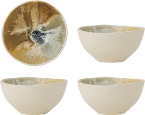 Set 4 boluri din ceramică artizanală, maro antichizat, finisaj patinat, 15×8 cm, „Lacey"