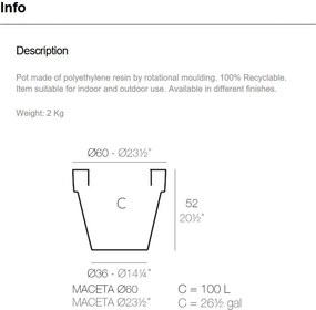 Set de 2 Ghivece design decorativ exterior/interior MACETA PLANTER 60×52cm
