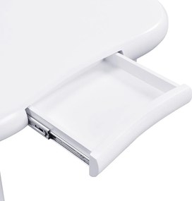 Masă de cafea în formă de nor, din MDF cu iluminare LED și sertar, 98x65,5x40 cm, Alb