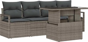 vidaXL Set de canapele pentru grădină 5 pcs Gri Rattan poli