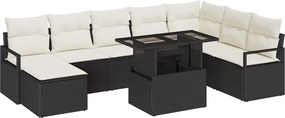 vidaXL Set de canapele pentru grădină 9 pcs Negru Rattan poli