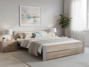 Pat dublu IKAROS DOUBLE 180 x 200 cm, stejar sonoma/gri Saltele: Fara saltea, Somiera pat: Cu lamele drepte