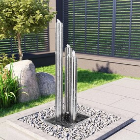 vidaXL Fântână de grădină, argintiu, 48x34x123 cm, oțel inoxidabil
