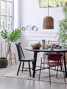 Masa dining, negru, din lemn de salcam, Lope