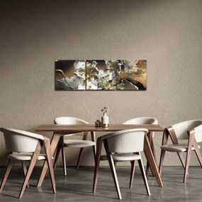 Tablou - Flori de orhidee pe fundal de marmură (cu ceas) (90x30 cm)