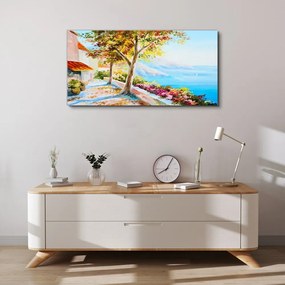 Tablou canvas flori copaci mare cer