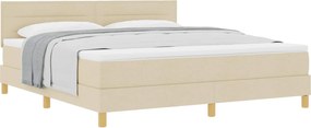 vidaXL Pat cu arcuri cu saltea cu headboard Crem 180 x 200 cm țesătură