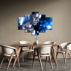 Tablou - Femeia, sclipici albastru (150x105 cm)