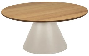 Măsuță de cafea crem/în culoare naturală rotundă cu blat cu aspect de lemn de stejar ø 85 cm Soli – Actona