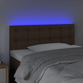 Tablie de pat cu LED, maro, 100x5x78 88 cm, piele ecologica 1, Maro, 100 x 5 x 78 88 cm
